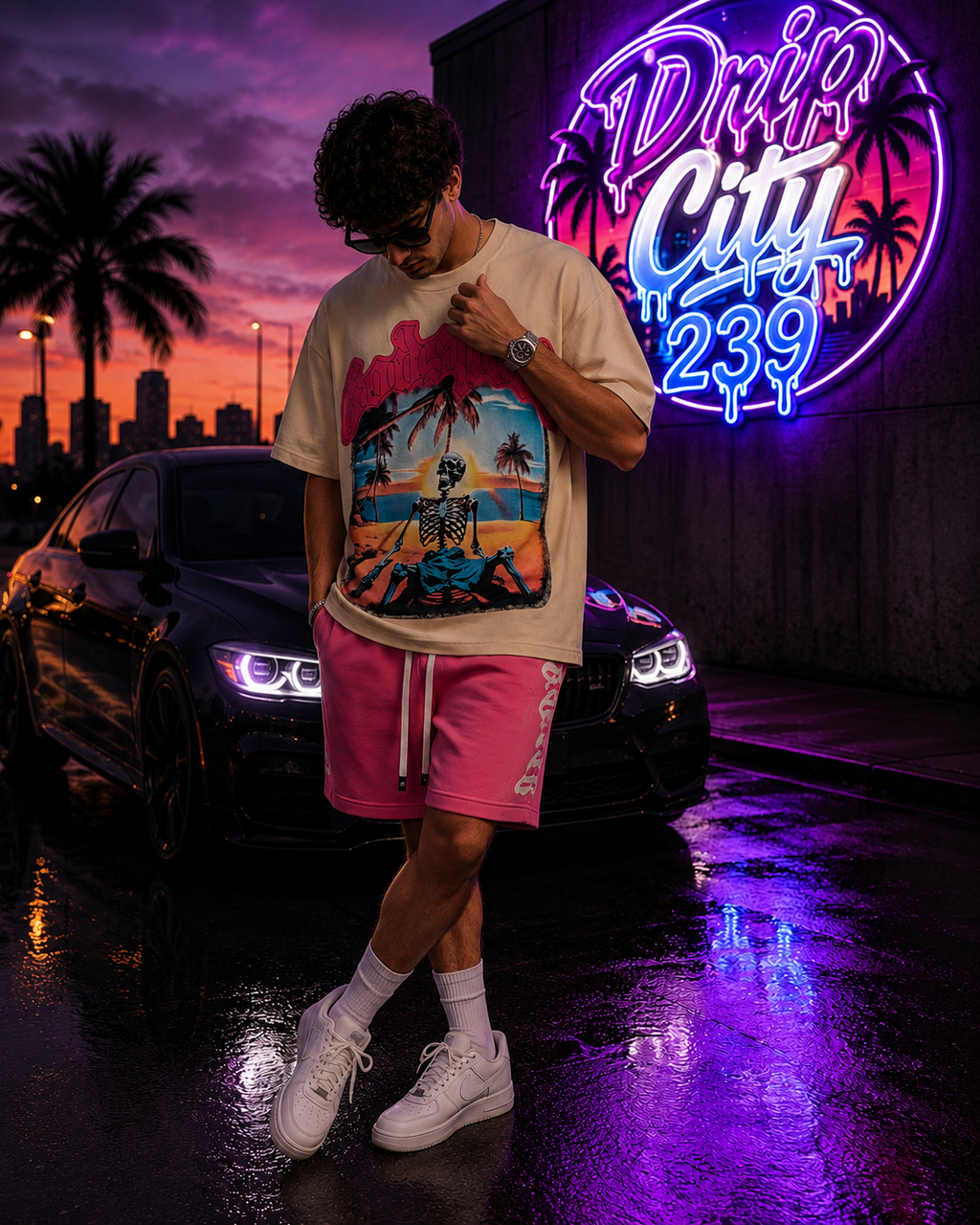 GodSpeed Pink Wave Fleece Shorts